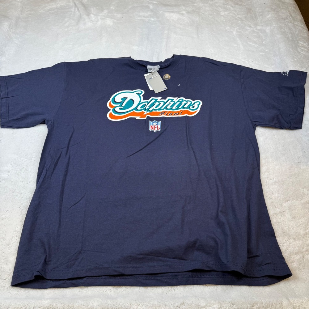 Reebok Miami Dolphins NFL T-Shirt Mens XL Navy Blue Cotton Graphic Tee New NWT